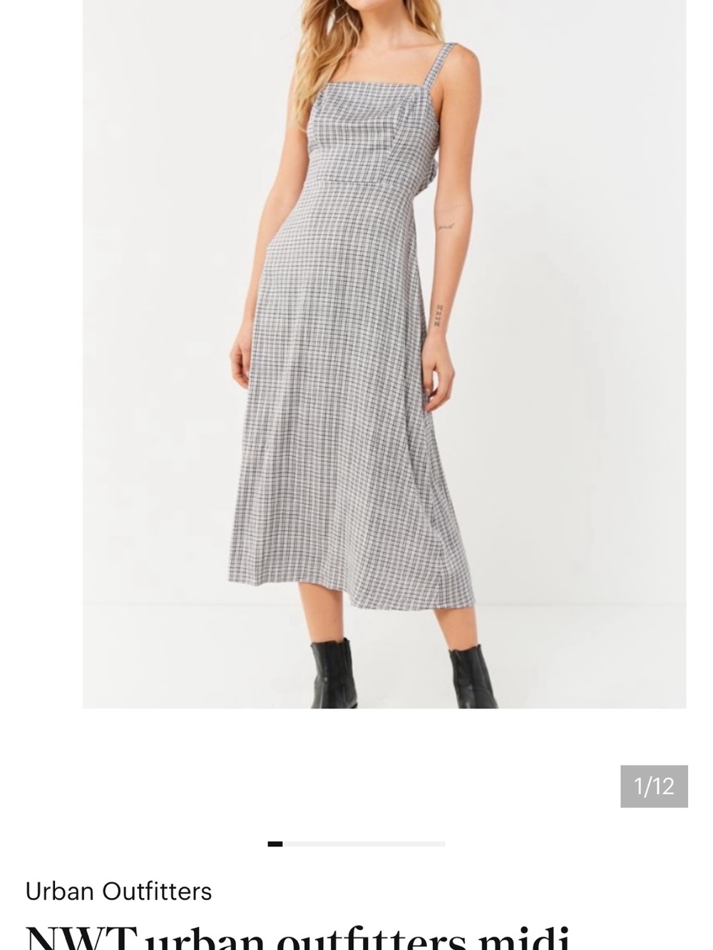 Urban Outfitters Black and White Gingham Midi Dress